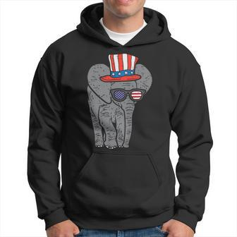 Elephant American Flag Usa 4Th Of July Fourth Patriot Animal Hoodie - Monsterry