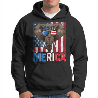 Elephant Merica 4Th Of July American Flag Usa Republican Hoodie - Monsterry DE