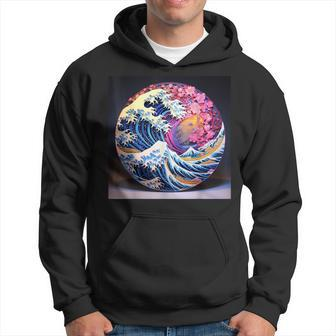 Ephemeral Greatness Japanese Wave And Blossoms Hoodie | Mazezy