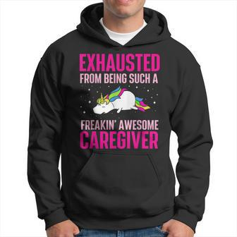 Exhausted From Being Awesome Caregiver Caregiving Carer Hoodie | Mazezy