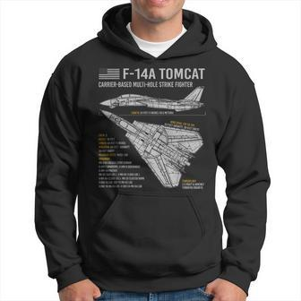 F14 Tomcat F14 Aircraft Airplane Blueprint Facts Hoodie | Mazezy