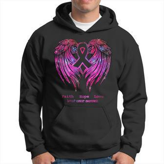 Faith Hope Love Wings Breast Cancer Awareness Back Hoodie | Mazezy