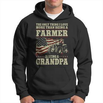 Farming Farmer Grandpa Vintage Tractor American Flag The Hoodie | Mazezy