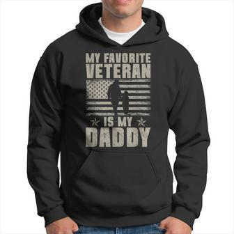 My Favorite Veteran Is My Daddy Veterans Day Usa Flag Hoodie - Thegiftio UK