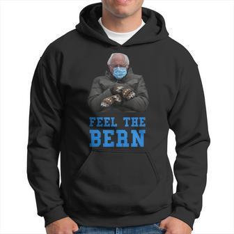 Feel The Bern Bernie Sanders Sitting Mittens Funny Meme Meme Funny Gifts Hoodie | Mazezy