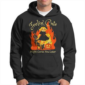 Feeling Cute Might Curse You Later Cute Witch Hoodie - Seseable