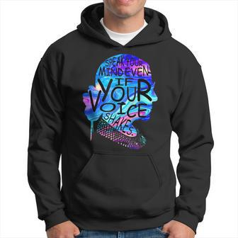 Feminist Rbg Speak Your Mind Even If Your Voice Shakes Quote Hoodie | Mazezy CA
