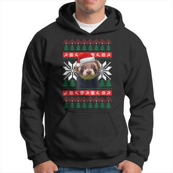 Ferret Ugly Christmas Sweater Style Santa Hat Animal Hoodie - Monsterry UK