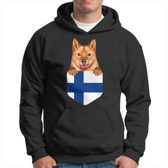 Finland Flag Finnish Spitz Dog In Pocket Hoodie | Mazezy