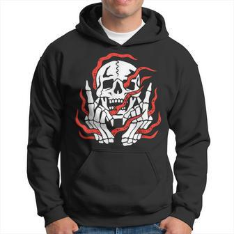 Fire Skeleton Halloween Costume Scary Goth Gothic Skull Hoodie | Mazezy