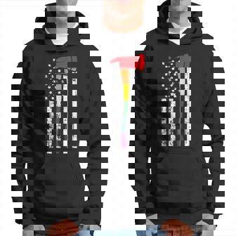 Firefighter American Flag Lgbt-Q Gay Pride Flag Fireman Ally Hoodie | Mazezy