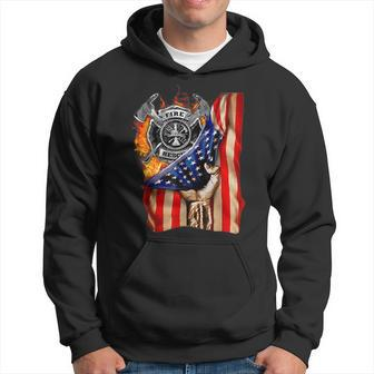 Firefighter American Flag Pride Hand Fire Service Lover Gift Hoodie | Mazezy