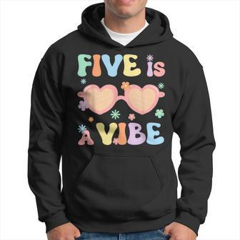 Five Is A Vibe 5 Year Old Boys Girls 5Th Birthday Groovy Hoodie | Mazezy