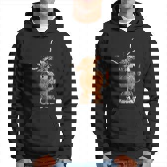 Fluffy And Funny Scottish Highland Cow Hoodie | Mazezy