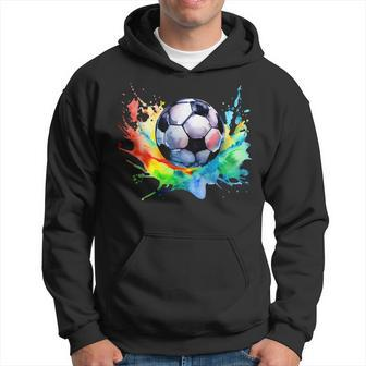 Football Watercolor Soccer Ball Artsy Splash Player Team Hoodie - Seseable