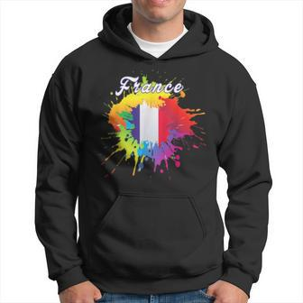 France Flag Pride Gay Colorful Splash French Flag Gift Hoodie | Mazezy