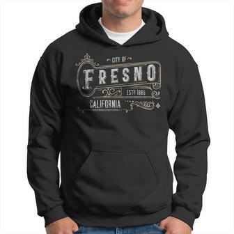 Fresno Ca Vintage Victorian Style Home City Distressed Hoodie | Mazezy