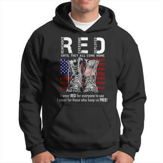 On Friday We Wear Red Remember Everyone Deployed Usa Flag Hoodie - Seseable