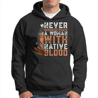 Fun Never Underestimate An Old Woman With Native Blood Old Woman Funny Gifts Hoodie | Mazezy