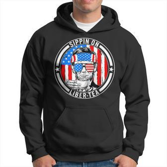 Funny 4Th Of July Sippin On Libertea Liberty Usa Flag Hoodie | Mazezy