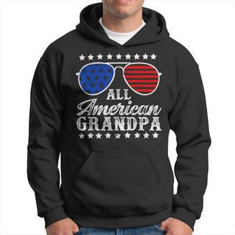 Funny All American Grandpa Sunglasses Usa 4Th Of July Hoodie - Seseable