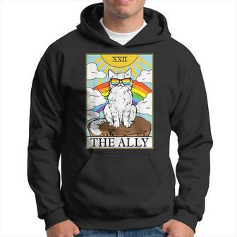 Funny Ally Cat Gay Pride Pride Sunglasses Cat Tarot Card Hoodie | Mazezy