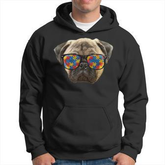 Funny Autism Pug Wearing Sunglasses For Autism Awareness Gifts For Pug Lovers Funny Gifts Hoodie | Mazezy