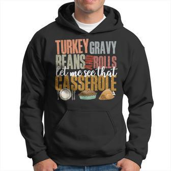 Autumn Retro Thanksgiving Turkey Gravy Beans And Rolls Hoodie - Thegiftio UK