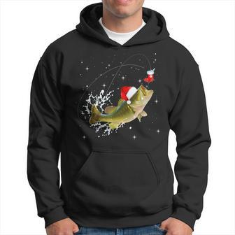 Bass Fishing Santa Hat Christmas Pajama Fishermen Hoodie - Seseable