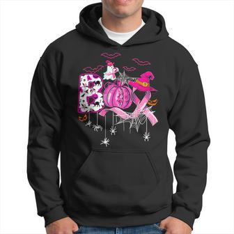 Boo Pumpkin Witch Pink Ribbon Breast Cancer Halloween Hoodie - Monsterry AU