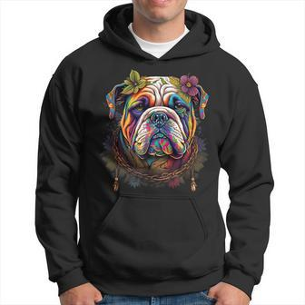 Funny Bulldog Dog Hippie Hoodie - Monsterry UK