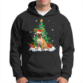 Bullmastiff Dog Tree Christmas Lights Xmas Pajama Hoodie | Mazezy
