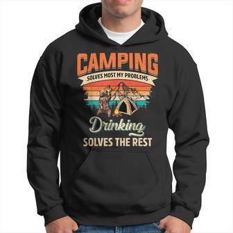 Funny Camping Solves Most Of My Problems Bear And Bourbon Camping Funny Gifts Hoodie | Mazezy