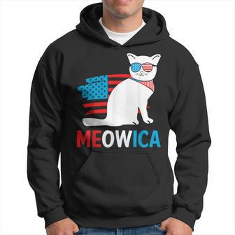 Funny Cat 4Th Of July Meowica Patriotic Kitten American Flag Patriotic Funny Gifts Hoodie | Mazezy