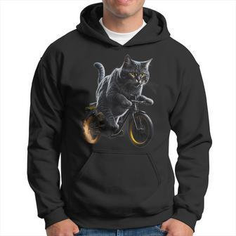 Cat Drives Bicycle Cat Lover Graphic Cats Kitten Lover Hoodie - Seseable