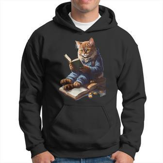 Cats Reading A Book Graphic Cat Kitten Lovers Hoodie | Mazezy