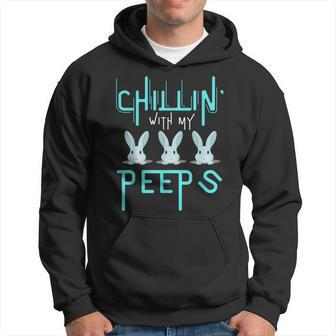 Funny Chillin With My Peeps Boys Men Easter Bunny Hoodie | Mazezy