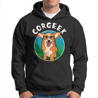 Funny Corgeek Cute Corgi Geek Dog Pun Bookworm Book Reader Hoodie | Mazezy
