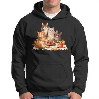 Cute Cat Lover Celebrating Thanksgiving Autumn Dinner Hoodie | Mazezy