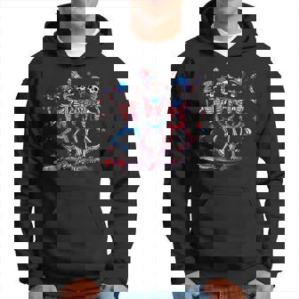 Funny Dancing Skeleton 4Th Of July American Flag Dancing Funny Gifts Hoodie | Mazezy
