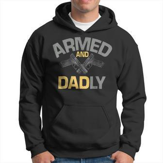 Funny Deadly Father Armed And Dadly Dad Retro Print On Back Hoodie