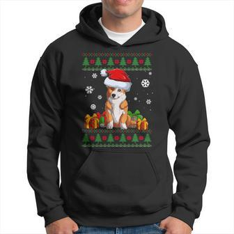 Dog Lover Welsh Corgi Santa Hat Ugly Christmas Sweater Hoodie - Monsterry