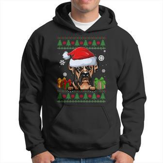 Dog Lovers Boxer Santa Hat Ugly Christmas Sweater Hoodie - Monsterry DE