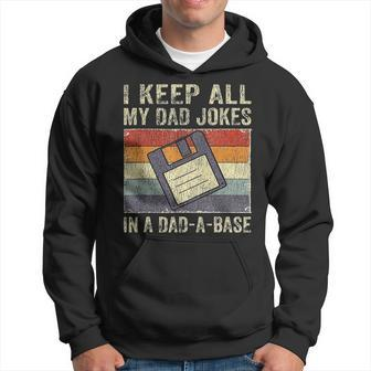 Funny Fathers Day Daddy Jokes In Dad-A-Base Vintage Retro  Hoodie