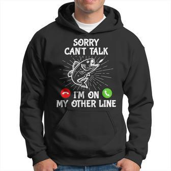 Funny Fishing Im On My Other Line Fisherman Bass Fishing Hoodie - Seseable