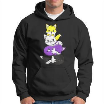 Funny Foxes Nonbinary Flag Agender Genderqueer Pride Day Hoodie - Monsterry DE