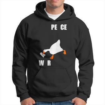 Funny Goose Peace Not War Vaporwave White Bird Geese Joke Hoodie | Mazezy