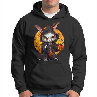 Halloween Bunny Angry Rabbit Takes Over Pumpkin Hoodie - Monsterry DE