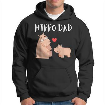 Funny Hippo Dad Fathers Day Kids Animals Family Hippopotame Hoodie | Mazezy