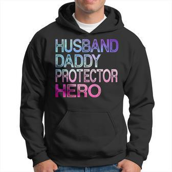 Funny Husband Daddy Protector Hero Fathers Day For Dad Hoodie | Mazezy UK